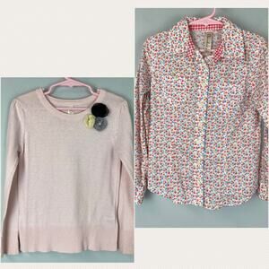 Girls Cherokee Bundle Floral Button Down Shirt & Pink Sweater Size XS 4/5